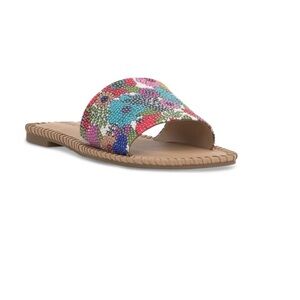 NIB On 34th Mavise Floral Beaded Flat Sandals Slides